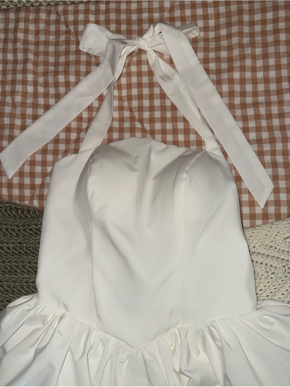 White Halter Ruffle Dress - Unbranded